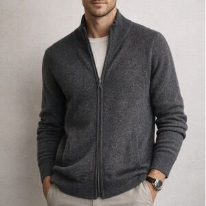 NAADAM 100% Cashmere Full Zip Cardigan Sweater XL Charcoal Gray Soft Luxe